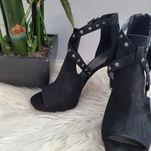 GBG Guess Black Open Toe Platform Stiletto Heels 9M Size 9