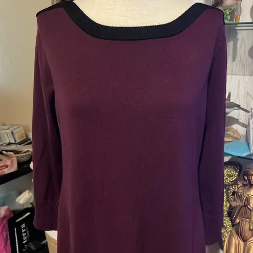 Cable & Gauge Burgundy Sweater with Black Neckline size M
