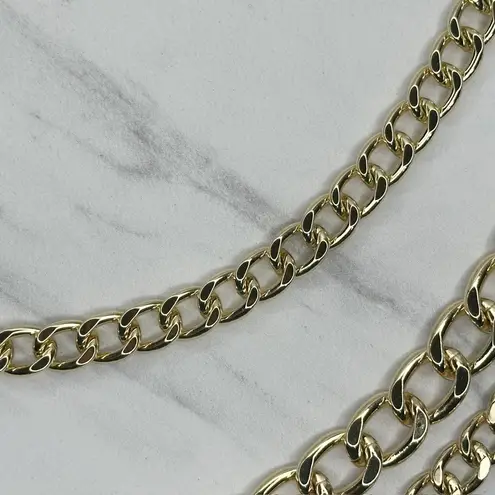 Chunky Draped Gold Tone Chain Link Belt Adjustable Y2K One Size OS ✨