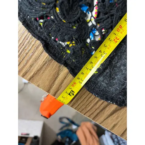 Clotheshead Black Gray Multicolor Knit Wearable Art Patchwork Cardigan Coat L Size XL