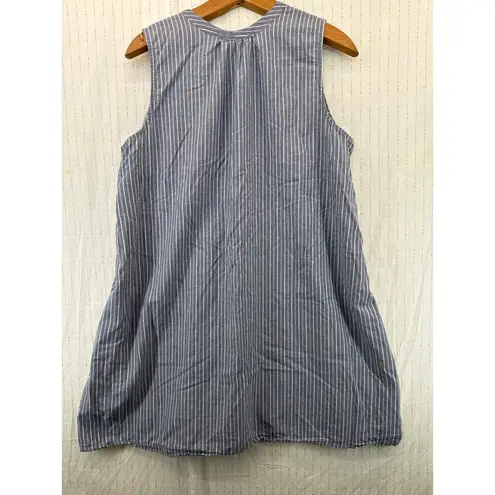 Lounge Beach Lunch  Dress Blue Striped XL Sleeveless Cotton Quarter-Button Casual