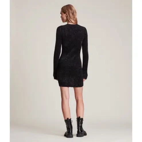 ALLSAINTS Black Sparkle Mini Dress Long Sleeve Size M