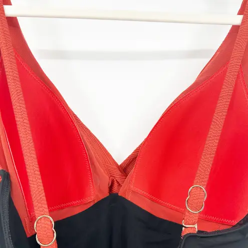 Sea Level Womens Beach Colorblock Crisscross Front One Piece Swimsuit Size 12 Orange