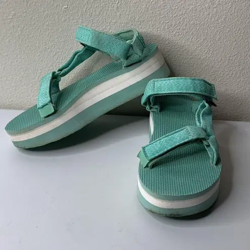 Teva Flatform Platform Seafoam Green Turquoise Blue Sandals Women’s Sz 7 Strappy