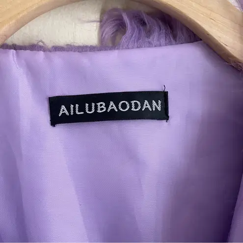 Lavender Faux Fur Shaggy Coat Jacket AILUBAODAN– Size S Purple