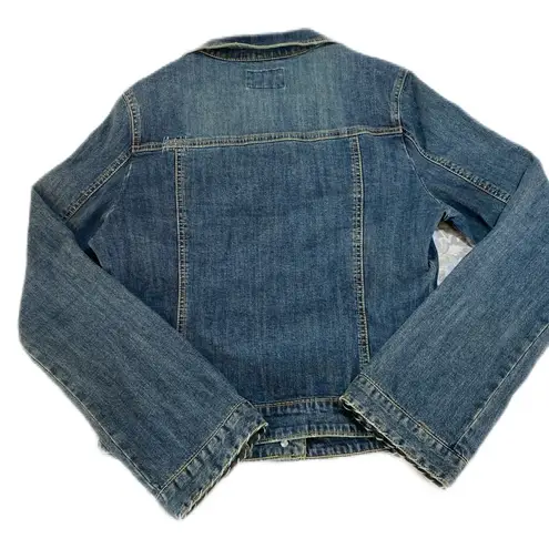 Vtg 90s Y2k Blue Asphalt Embroidered Floral Denim Jean Jacket Prairie Cottage L Size undefined