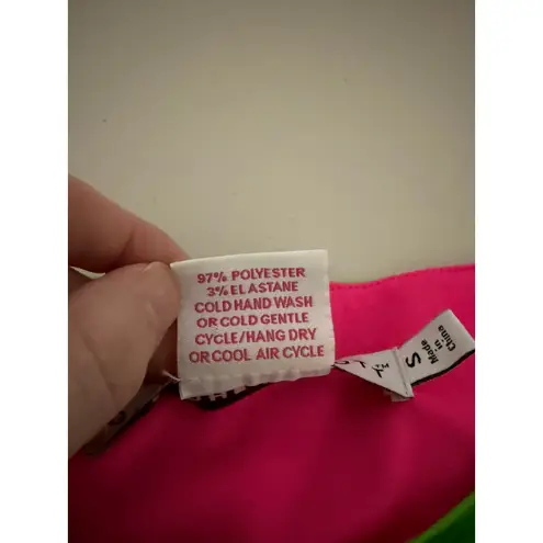 Gretchen Scott Women's Bright Neon Pink Lime Green 3/4 Sleeve Blouse Shirt Top S