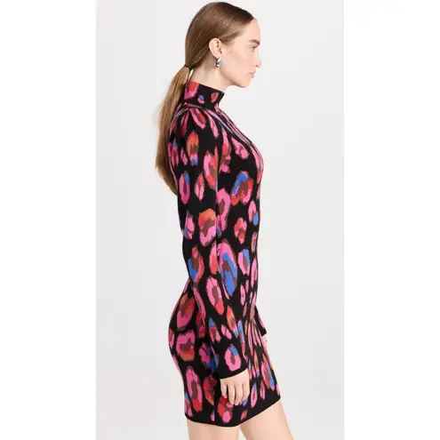 Farm Rio Printed Mini Iridescent Leopards Sweater Dress