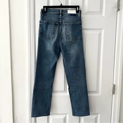 RE/DONE  The 70s Ultra High Rise Stove Pipe Denim Jeans 27 Medium 3 Blue Wash