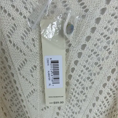 Cyrus NWT Open Stitch Creamy Alabaster Off White Cardigan Sweater SZ X-Large