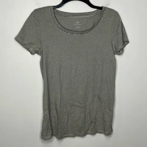 J. Jill striped scoop neck Pima tee 100% Pima cotton gray white womens small