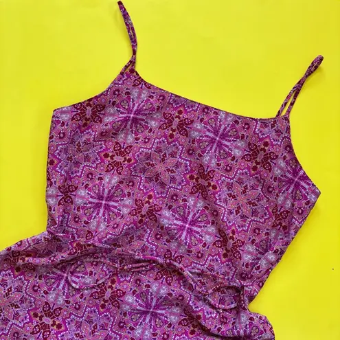 Vintage 90s Pink Mandala Print Sleeveless Dress Size 8