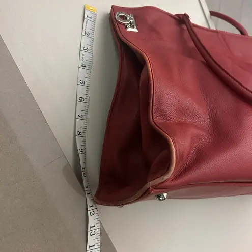 Bag Elegant Red Leather Totespacious Preowned there is stains inside
