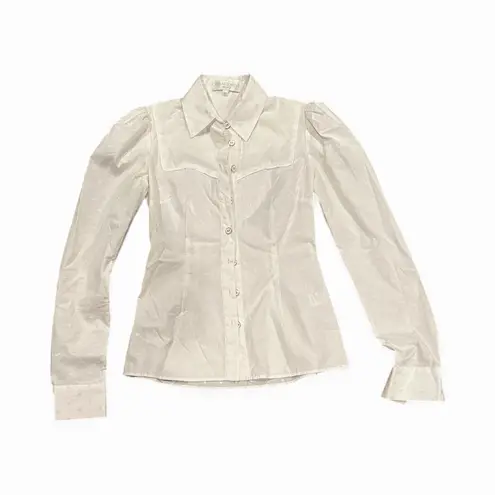 CAROLINE CONSTAS AMBROSE WHITE WESTERN STYLE BUTTON DOWN BLOUSE SIZE XS