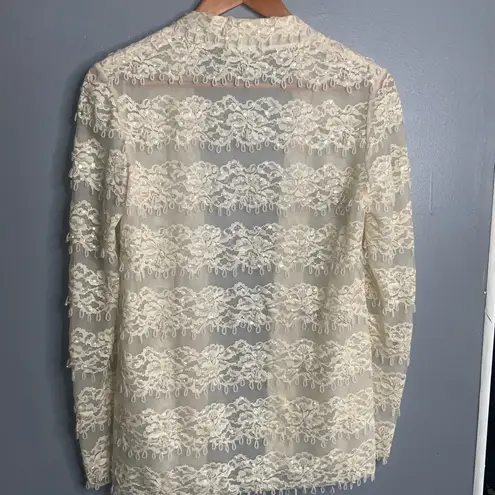 Jack Bryan Elegant Vintage Cream Lace Beads & Sequins Net Overlay Blazer S