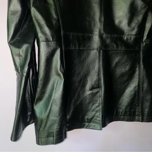 Jerry Lewis L Black Leather Jacket Zipper Collar Size L