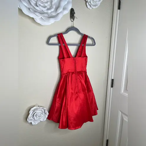 B Darlin NTM: B. Darlin Fit & Flare Strappy Tulle Vibrant Red Mini Dress Junior Sz 0