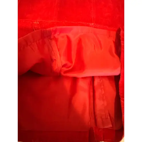 Red Suede Leather Mini Skirt Womens Panels Lined A