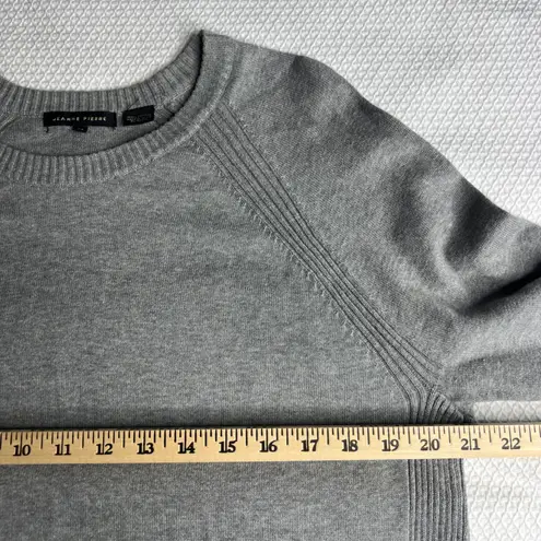 Jeanne pierre Women's Grey Crew Neck Long Sleeve 100% Cotton Sweater Size M