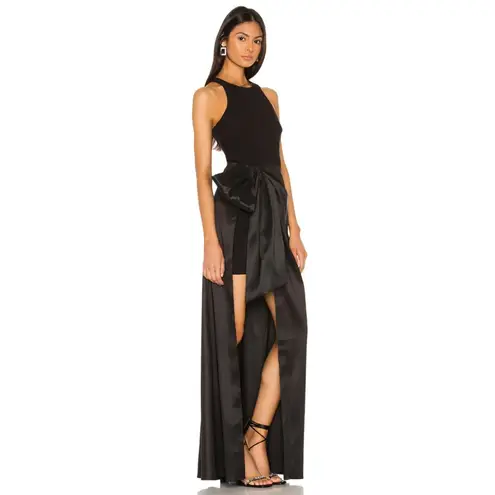 Likely NWT Mena Gown Size 6 Black Sleeveless Front Bow Back Zip Maxi Dress