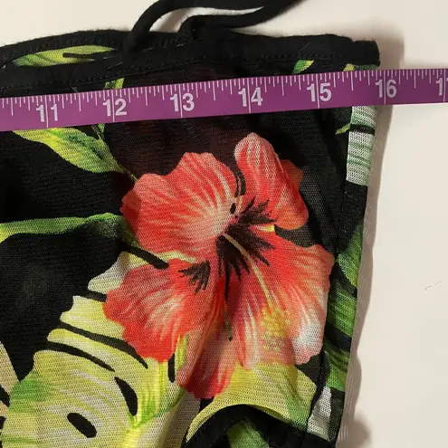 Laqueen Black Tropical Print Mesh Bodysuit (L) & Pant (M) Set Size undefined