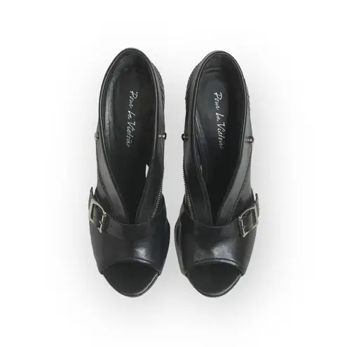 Pour La Victoire new π€ Peep Toe Heel Leather Biker Jacket Booties π€ Black 8.5