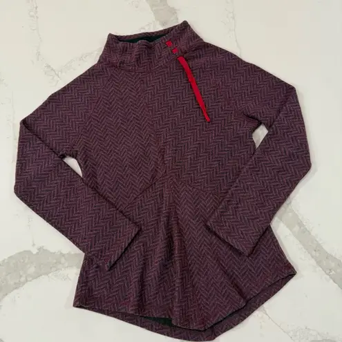 prAna Mattea Funnel Neck Chevron Wool Blend Sweater Women’s Medium Plum Purple