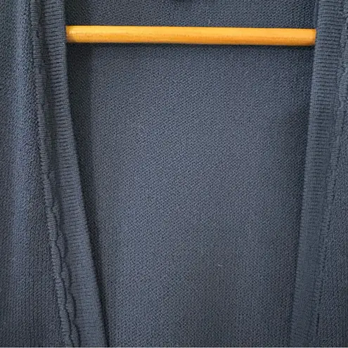 St. John Basics Santana Knit Open Front Cardigan Braided Trim Navy Size Large