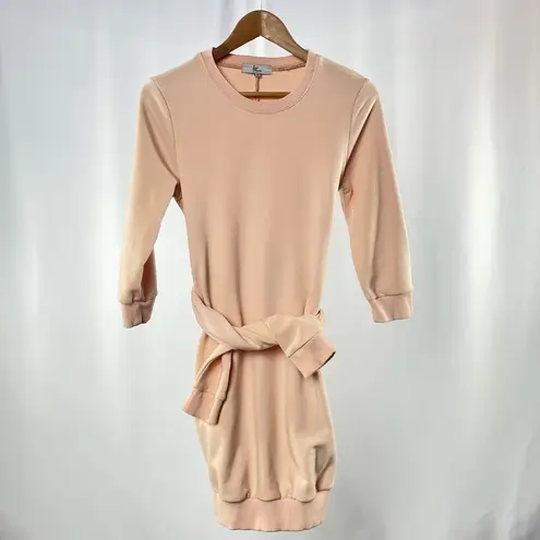 Front Row Shop Cotton Long Sleeve Sweatshirt Dress in Pale Pink Size Small