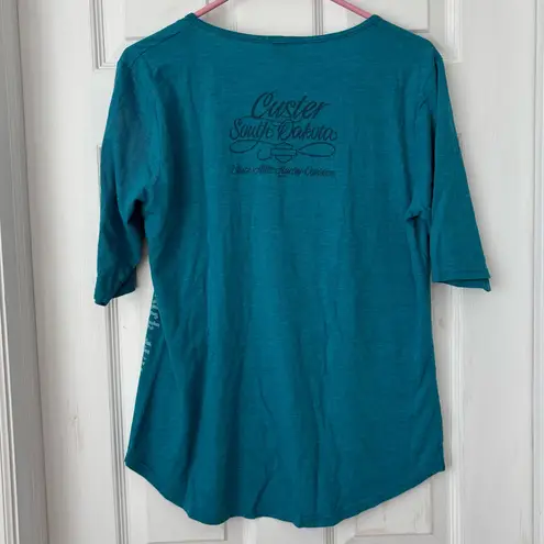 Sturgis Harley Davidson 2016 Blue 3 Quarter Sleeve Top Size L