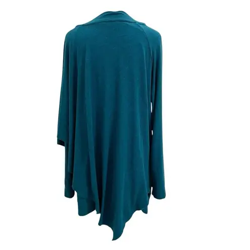 Soft Surroundings Cape-Overlay Soft V-Neck Long Sleeve Tunic Top Teal size Large