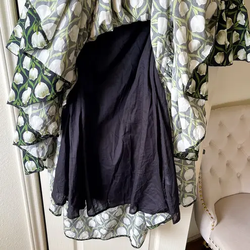 Agua by Agua Bendita Almendra Maxi Dress Perla Off Shoulder Green White L NWT Size L