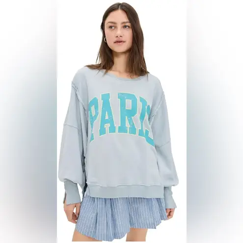 Free People  Graphic Camden Sweatshirt in Stone Combo Paris