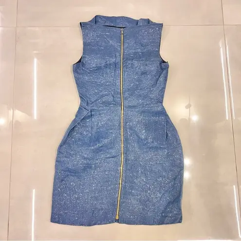 ROLAND MOURET Zonda Metallic Woven Mini Dress