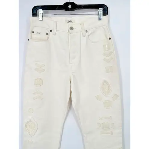 Ralph Lauren POLO  White Womens 27 Callen HR Slim Jeans Aztec Boho Southwest