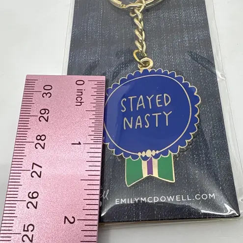 Emily McDowell Stayed Nasty Keychain Everyday Bravery Award Ribbon BFF Gift Her Blue
