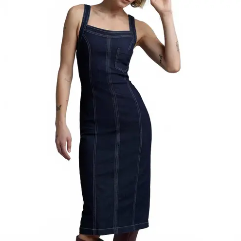 BDG  Finley Square Neck Denim Midi Dress Urban Outfitters NWT Blue Wash Small