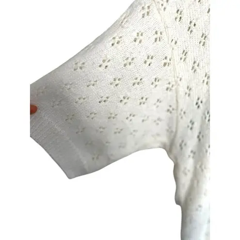 Villager Vintage Floral Knit Short Sleeve Sweater Medium Cottagecore Feminine