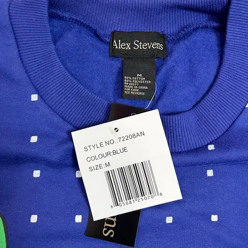 Alex Stevens Lightweight Blue Christmas Dinosaur Polka Dot Sweatshirt Medium