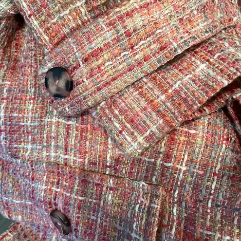 NWT Vintage Carlucci Pink Tweed Fully Lined Pea Coat Sz 14