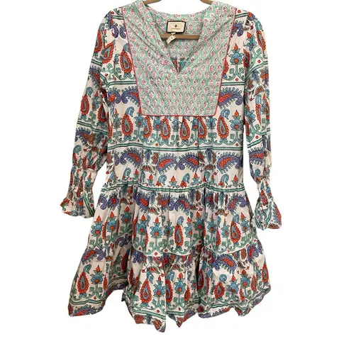 Tuckernuck Teal and Seagrass Block Print Kenzo Dress Coverup V