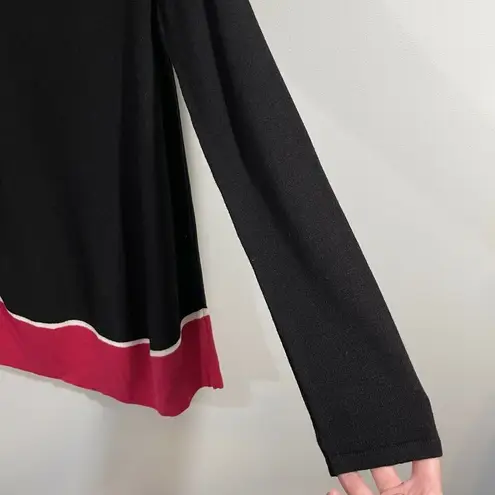 J Jill Women's Black & Red Trim Pullover Oversized Tunic Sweater Size S