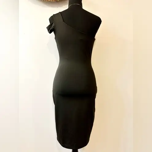 Karlie One-Shoulder Bodycon Midi Dress Black Size Small