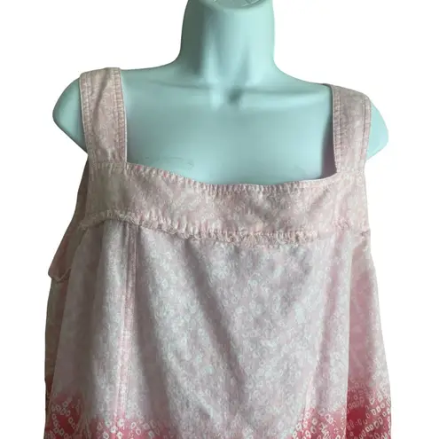 Westbound Women Linen Blend Top XL Ombre Pink Square Neck Flowy Boho Festival