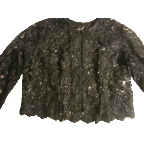 Black Sequin Lace Cropped Jacket KOI Women’s Medium