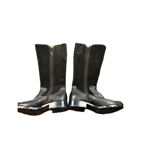 Söfft Burgamo Women's Tall Black Leather & Suede Boots Size 7M Zipper Closure Bu