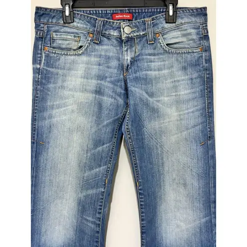 Women's Vintage Indian Rose Wide Leg Loose Fit Denim Blue Jeans 32 X 33 Low Rise