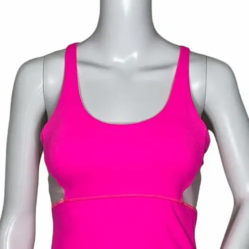 Athleta  Shirt Womens XSmall Start Up Bright Pink White Mesh Strappy Athleisure‎