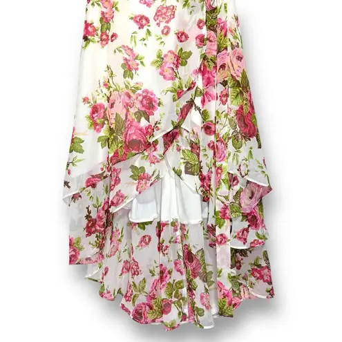 Betsey Johnson NWT  Dress 8 Floral‎ Wrap Midi Ruffle Layered High Low Shabby Chic