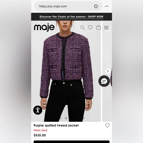 Maje Purple Tweed Suit Jacket